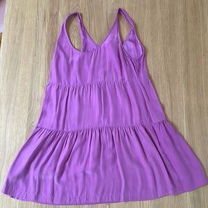 Silk purple three-tiered dress